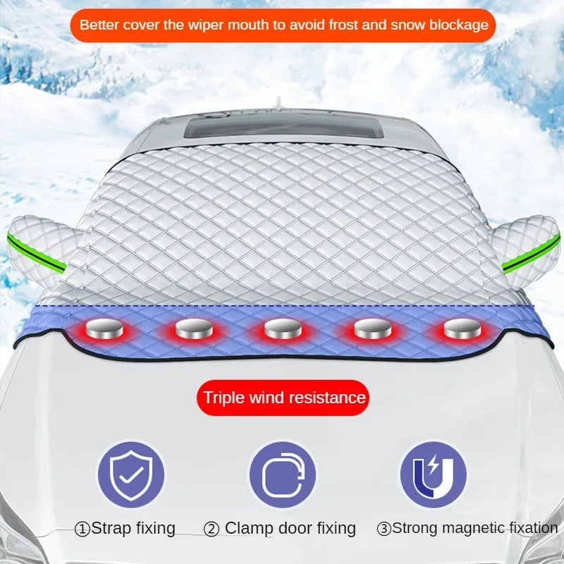 GlaciGuard Car Windshield Cover – Magnetic, Waterproof Sunshade + Snow/Frost Guard for Front Windscreen, All-Weather Protection
